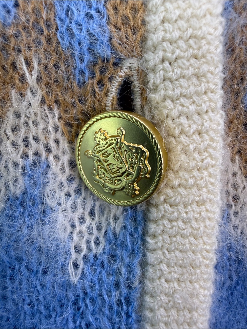NWT J. Crew Fair Isle Cardigan Sweater Brushed Yarn Frosted Tundra Sand Blue XL - Picture 5 of 13